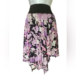 Y2K Asymmetrical Floral Slip On Skirt L